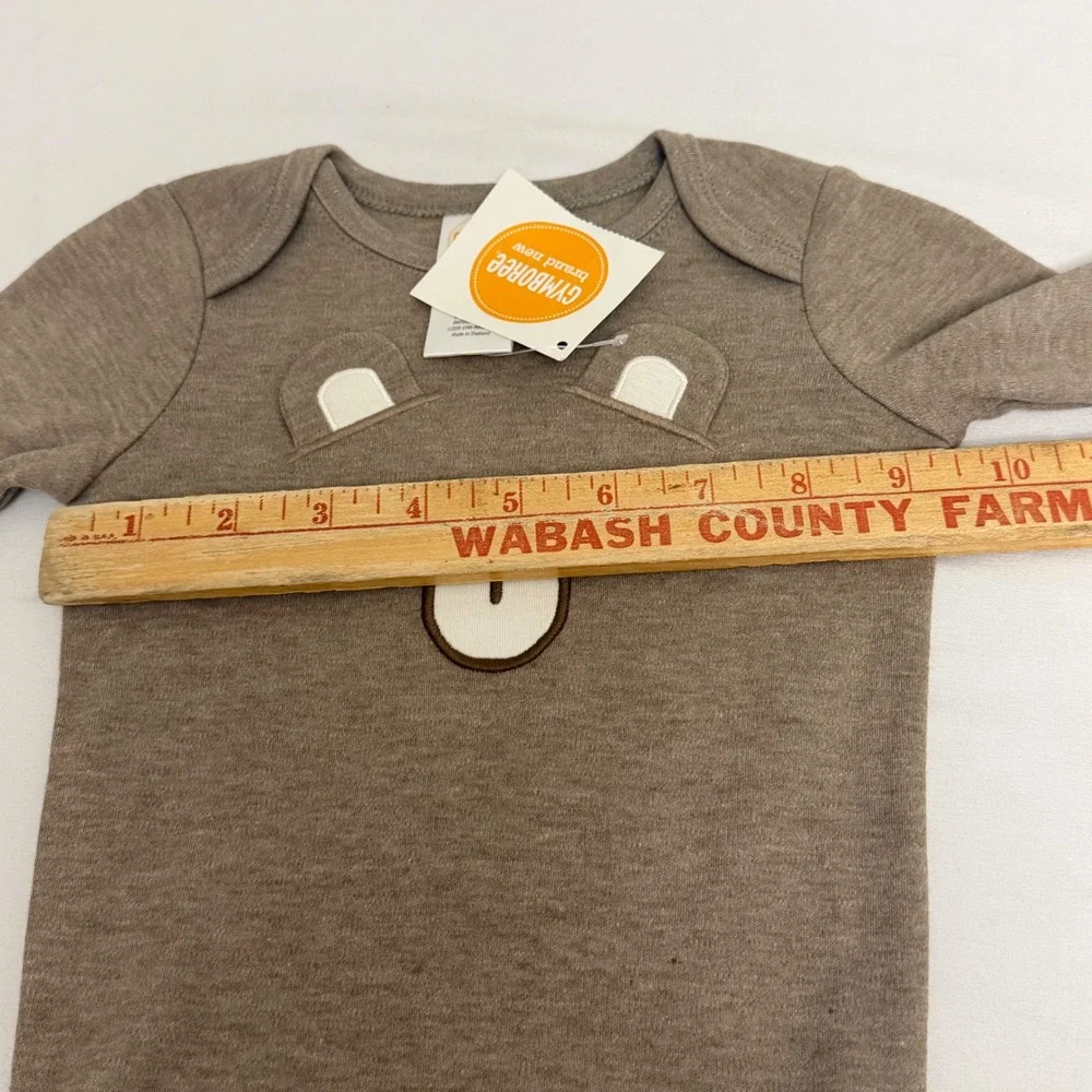 Gymboree Baby Boy 3-6M Long Sleeve Bodysuit Lot 2 Bear Striped Brown Blue NWT